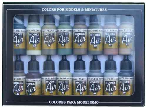 Acrylicos Vallejo Model Air Paint Set - 16 bottle Weathering Kit