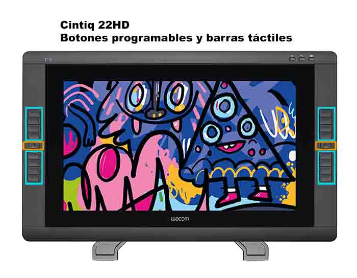 Botones programables y botones táctiles en la Cintiq 22HD