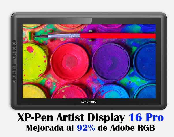 En la XP-Pen 16 Pro el gamut de color ha sido mejorado al 92% de Adobe RGB