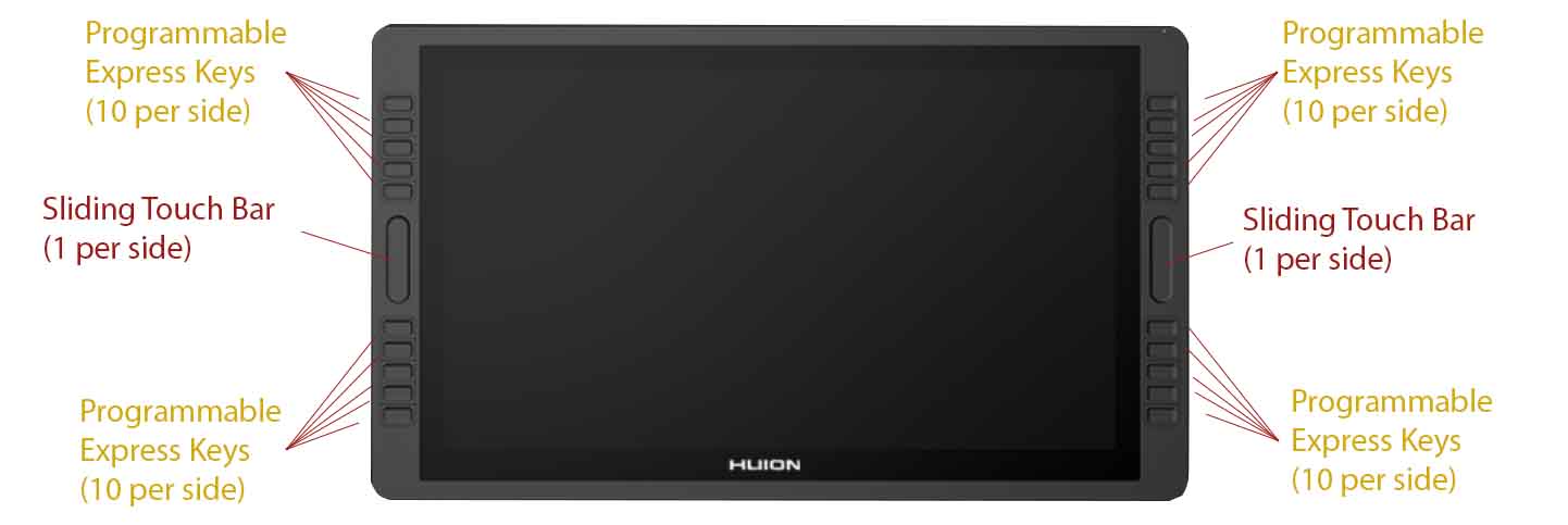 Programmable buttons and touch bars on the Huion GT-221Pro