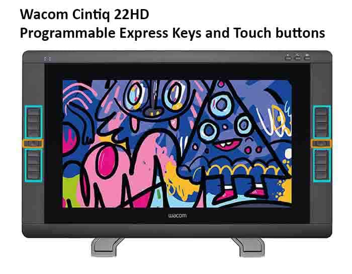 Programmable Express Keys and touch buttons on the Cintiq 22HD