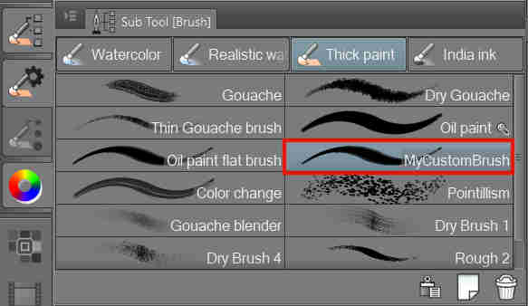 Process of creating colour jitter custom brush, the new brush is created